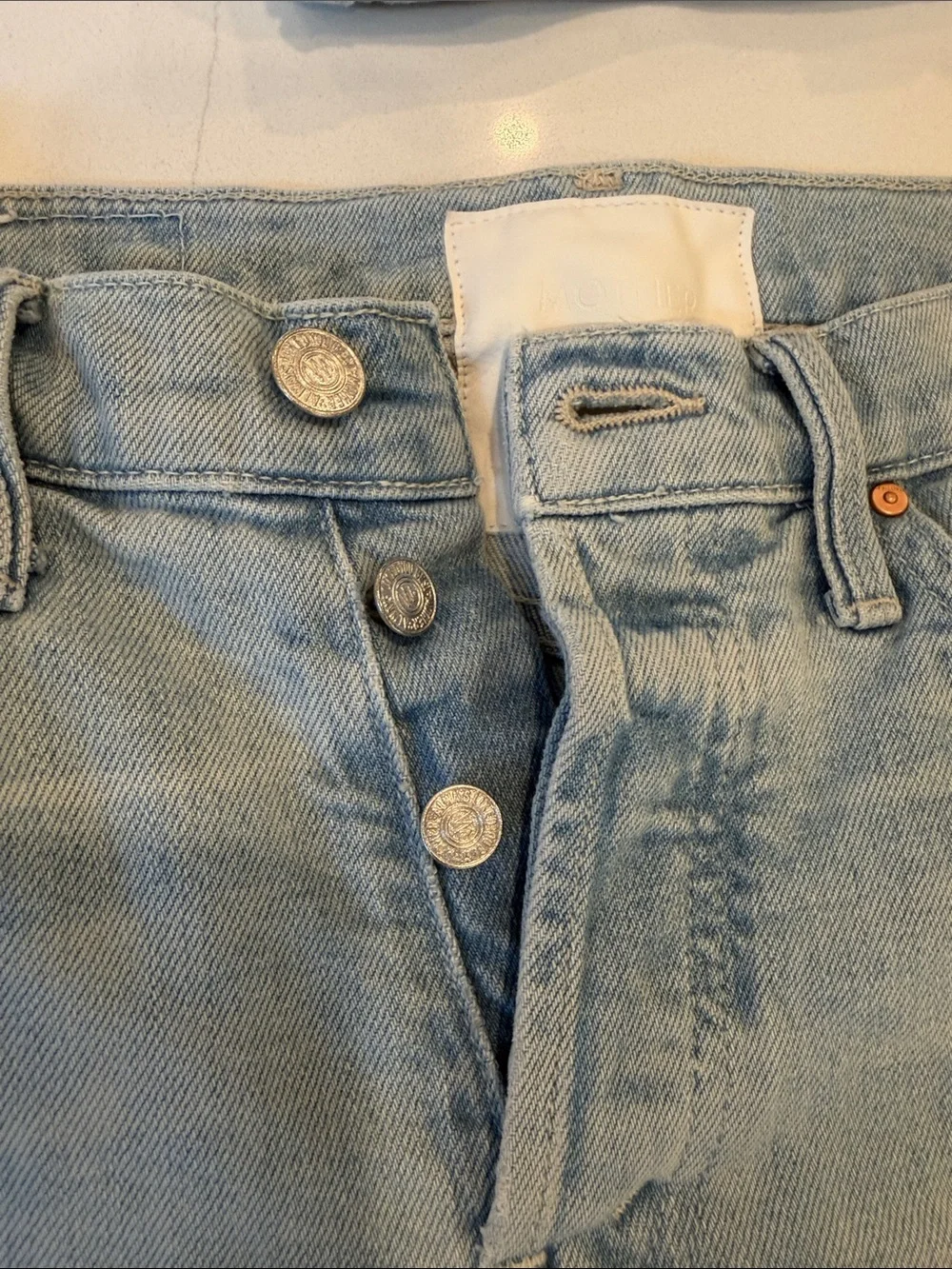 Mother button fly The Scrapper Cuff Ankle Fray Jeans